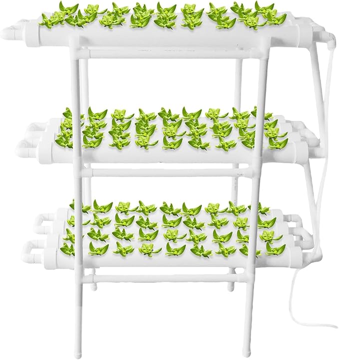 Hydroponics Growing System Kit Aquaponics Growing System3 Layers/108 Sites Food PVC Pipes Planting Vegetables Garden Tools for VegetablesFruitsPlant(Upgraded Version)