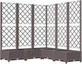 vidaXL Garden Planter with Trellis Brown Outdoor Polypropylene 47.2X47.2X47.8 in Perfect for Climbing Plants Matte Finish Ideal for Balconies Patios and Gardens Raised Bed Flower Box Plant Pot