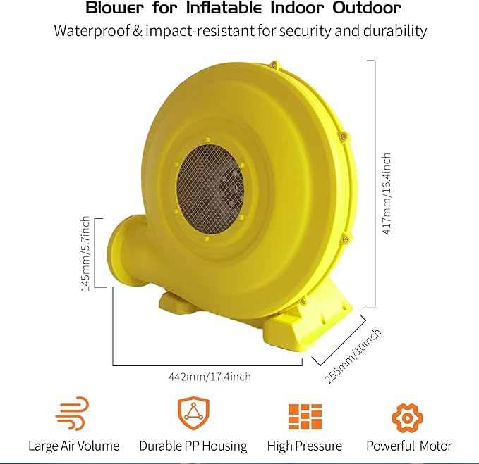 Inflatable Blower1200W 1.5 HP Inflatable Bouncer BlowerAir Blower for InflatablesCommercial Bounce House Blower for Bounce HouseBouncy Castle Jumper Water SlideInflatable Arch