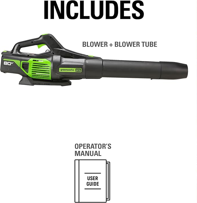 Greenworks 80V (730 CFM / 170 MPH) Cordless Brushless Axial Leaf Blower Everyday Yard Cleanup for Driveways &amp Patios Lightweight Battery and Charger not included