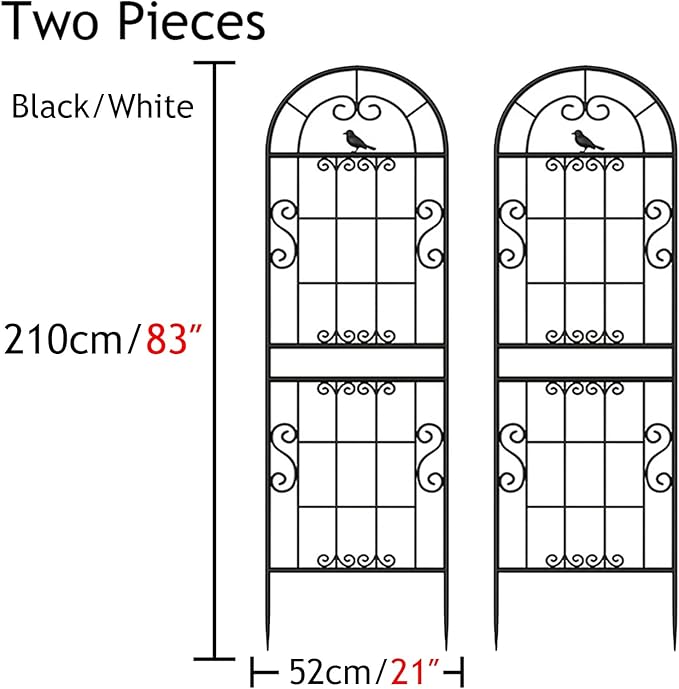2 Pieces Metal Garden Trellis Climbing Outdoor Plants Set Plant Support Grid Stackable Plant for Lawn Garden Backyard(Color:WhiteSize:2pieces210x52cm)