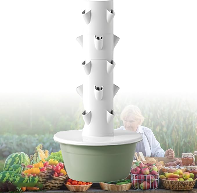Hydroponic Tower Vertical Hydroponic Garden Tower Green and Healthy Hydroponics Growing System Kit Tower with Pump Suitable for Hydroponic Gardening Enthusiastsgreen-5-Layers