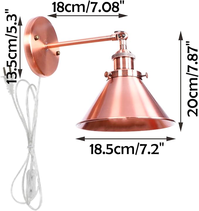 Hook Type Wall Mounted Plant Light for Indoor Growing Full Spectrum 4500K 10W Adjusted Angle &amp Light Beam Range 15°-60° Vintage Red Bronze Metal Wall Lamps for Plants Flowers