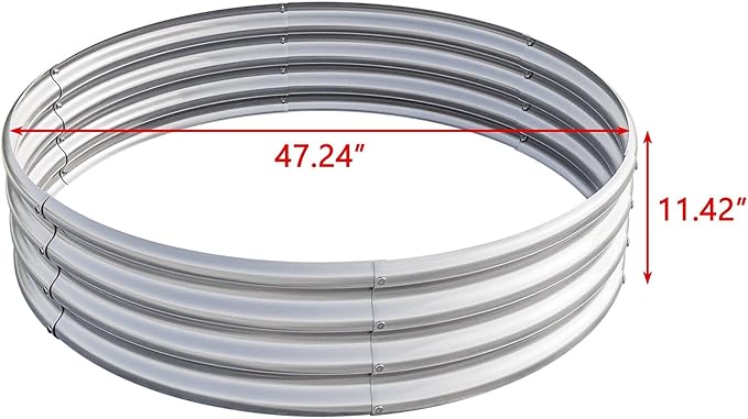 2PCS 47.24'' x11.4 Galvanized Raised Garden Bed Tall Metal Garden Bed for Vegetables Ground Raised Beds for Gardening Backyard Patio Or Lawn Durable Above (2PCS Silver 47.24x11.4)