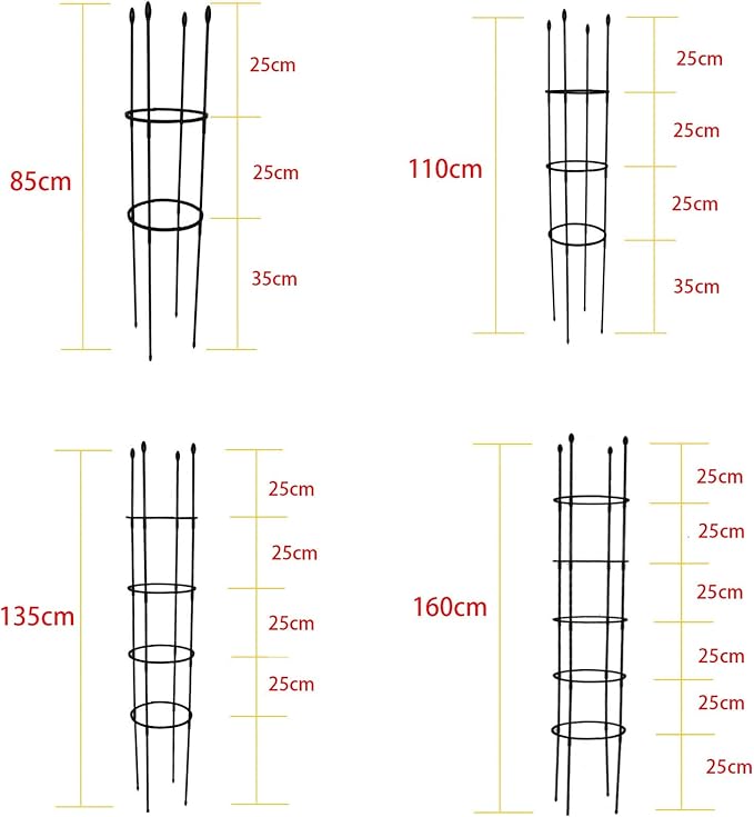 Generic Garden Trellis for Climbing Plants Garden Obelisks Metal Tomato Cage Plant Support Adjustable Height Climbing Plant Support Pot Trellis for Flower Vegetable Tomato Vines(85x22cm)