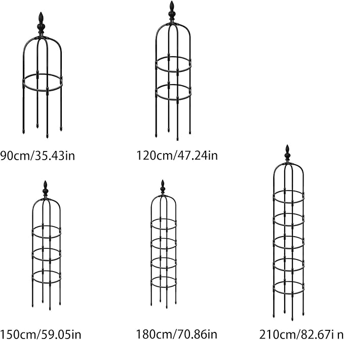 Black Garden Obelisk Trellis Garden Obelisk Trellisfor Climbing Plants Metal Plant Support Trellis Rose Climbing Trellis Flower Supports for Potted Plants Climbing Rose Vine(120cm/47in)