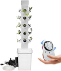 Hydroponics Growing System 24 Pods Vertical Hydroponics Tower Smart Garden Planter Germination Kit Aeroponics Growing Kit with Hydrating Pump Adapter Net Pots T