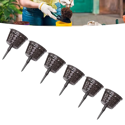 100PCS Plastic Fertilizer Mesh Basket Lid Planting Fertilizer Net Pot Garden Fertilizer Basket Garden Nutrition Cups for Garden Yard (Large Size with Lid)
