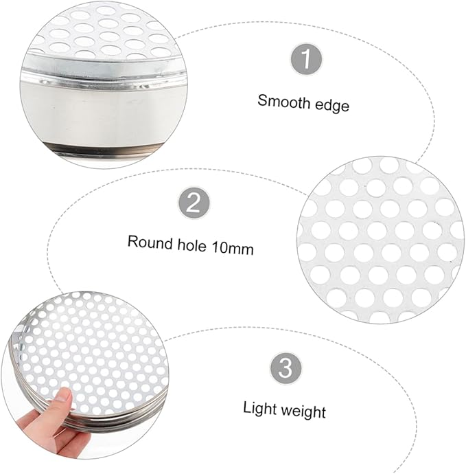 Sosoport 2pcs Round Soil Sifter Garden Soil Sifter Stainless Steel Sifting Pan Mesh Sieves for Rocks and Lawn