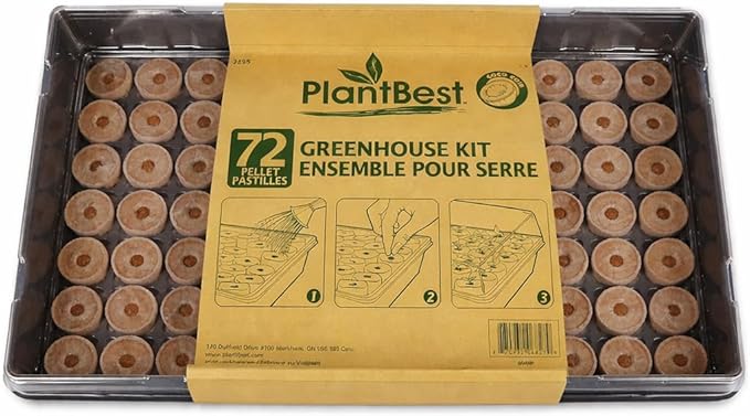 72 Coconut Coir Pellet Seed Starting Greenhouse Kit – 35mm Peat-Free Pellets All-in-One Seed Starter Tray with Humidity Dome Sustainable Indoor Germination