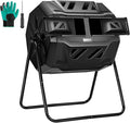 VIVOSUN Outdoor Tumbling Composter Dual Rotating Batch Compost Bin 43 Gallon Black Door