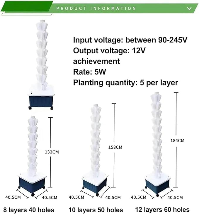 Hydroponics Tower Hydroponic Culture System Cultivation Kit Aquaponic Sowed System for Fruits and Vegetables with Moisturizing Pump Adapter Sowing Bed and Network Packages