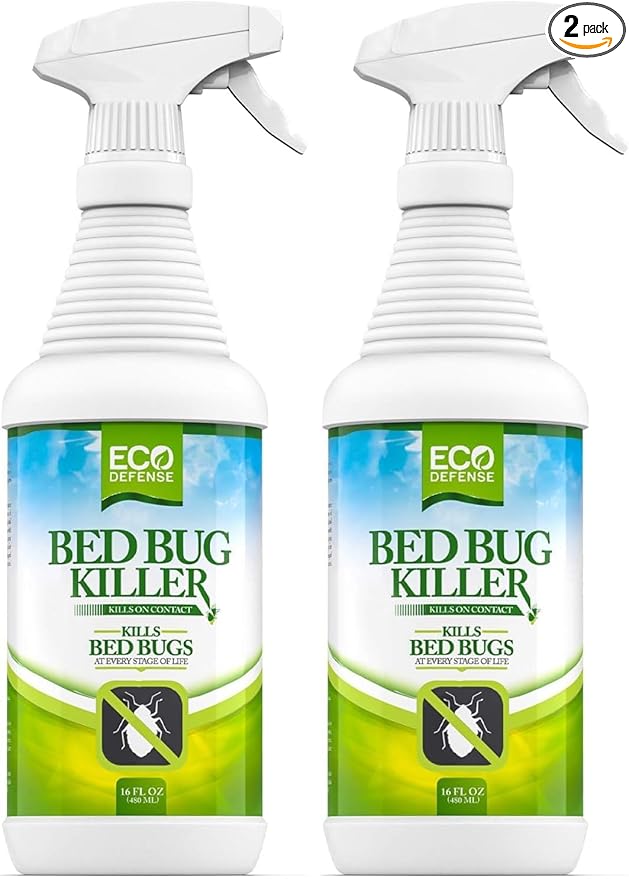 Eco Defense Bed Bug Killer - Bed Bug Spray &amp Dust Mite Spray - Natural Treatment - 16 Oz (Pack of 2)