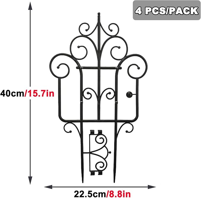 LTSRLL Lightweight Garden Trellis - European Potted Plant Support - Vines Flower Vegetable Climbing Stands Frame - 4pcs/ Pack(White)
