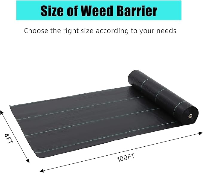 Towallmark 4ft x 100ft Weed Barrier Landscape Fabric 1.8oz Premium Non-Woven Ground Cover Weed Block Gardening Mat Easy Setup Superior Weed Control for Erosion Control Weed Block Ground Cover