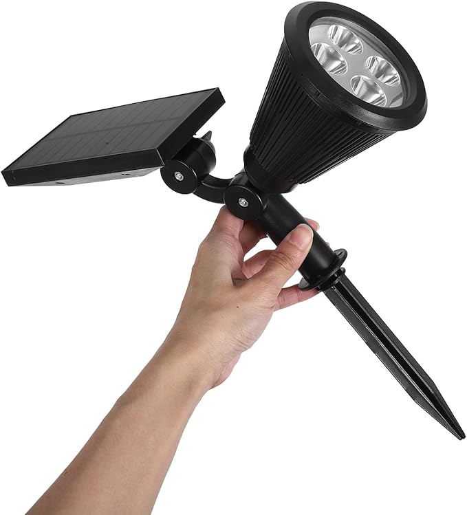 Hemoton Outdoor Waterproof 4led Warm White Powered Lawn Lights with 3 Lighting Modes for Garden Yard Pathway Tree Uplighting
