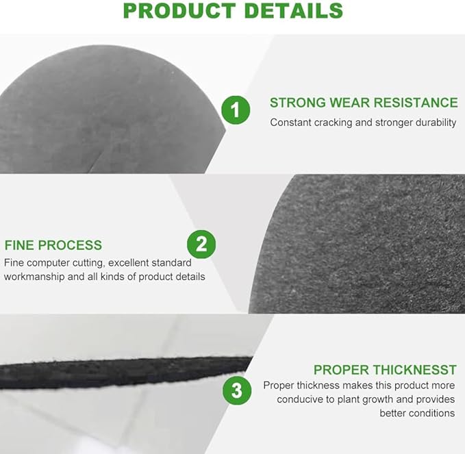20pcs Cover Weed Control Indoor Mat Multifunctional Tree Mulch Ring Non Woven Fabric for Outdoor Degradable Reusable Root Protection (Color : Black)