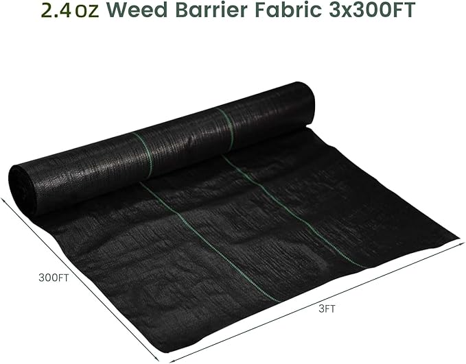 Driveway Fabric 2.4 OZ 3 x 300 FT Landscape Barrier Fabric Weed Barrier Fabric Heavy Duty for Flower Bed Driveway and Greenhouse