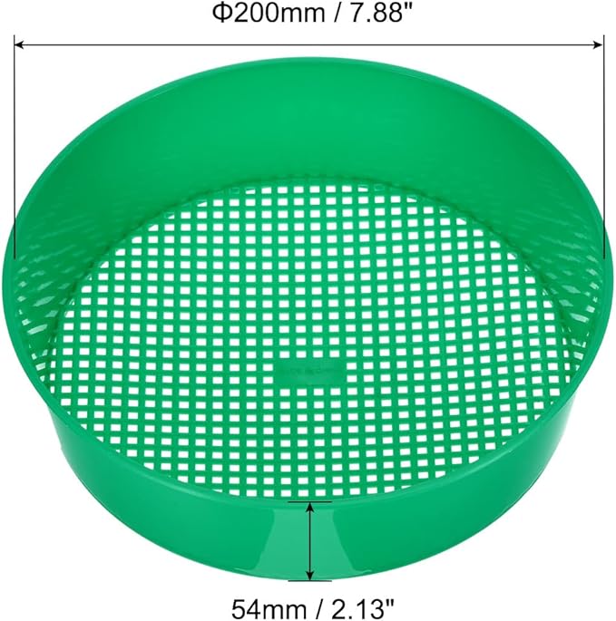 MECCANIXITY Garden Sifting Pan Round Potting Sieve Plastic Mesh Filter Soil Screen Gardening Tool for Garden Yard Green 2 Pack