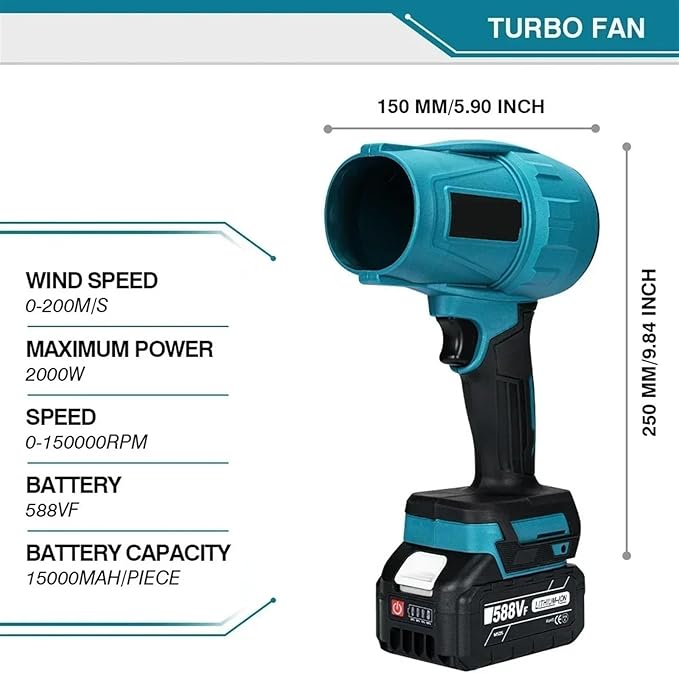 Brushless 2000W Electric Turbo Blowers Jet Fan 200M/S Violent Car Dryer Dust Blowing Power Tool
