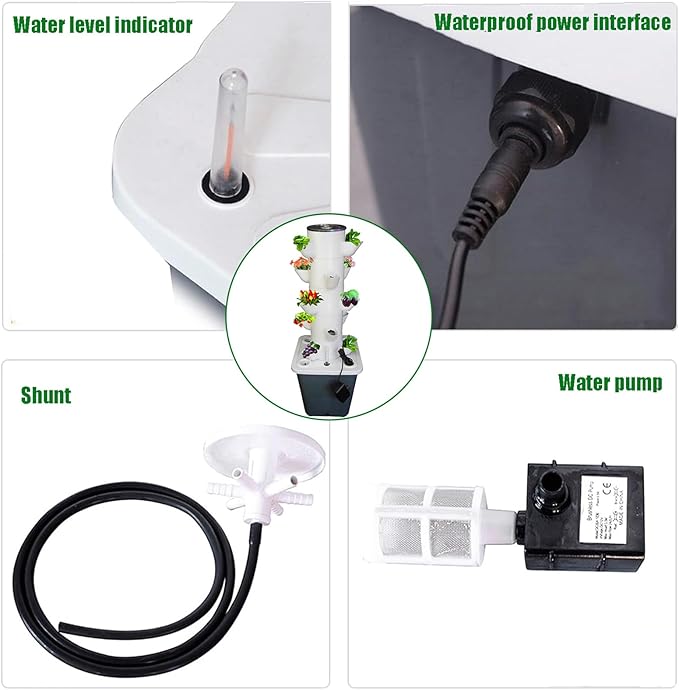 Hydroponic Growing System Kit30-plants Indoor Vertical Tower Garden System Kitsmart Garden Hydroponic Germination Kit Vegetable Tower With Pump For Herbs Fruits And Vegetables(25 holes White)