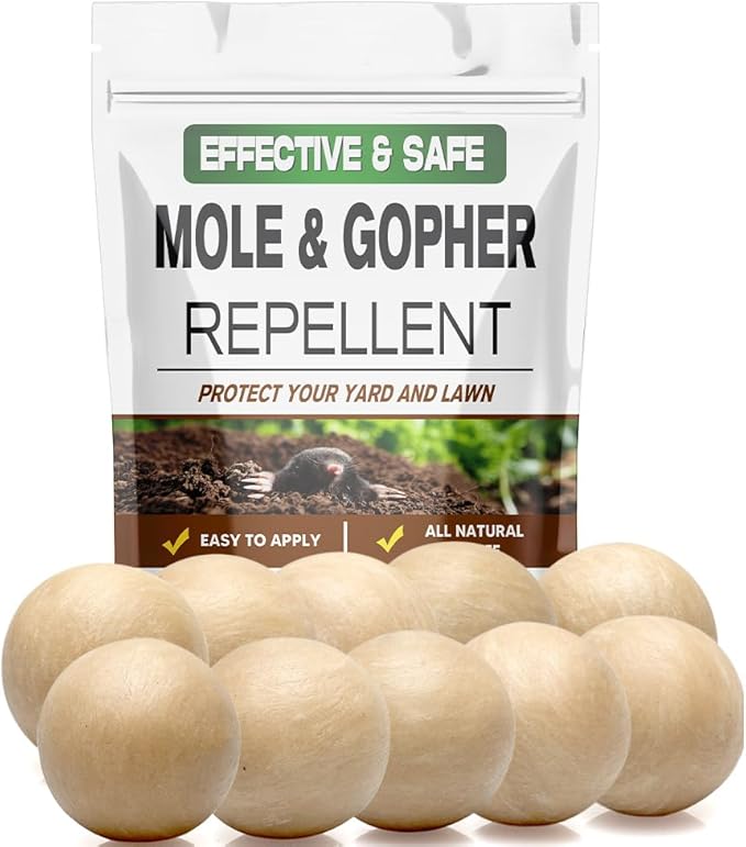 Mole Repellent Gopher Repellent Groundhogs Repellant Outdoor Vole Deterrent Armadillo Repellent for Lawns Keep Mole Out of Yard Get Rid of Gophers Covers Up to 120 Sq Ft-10Pcs