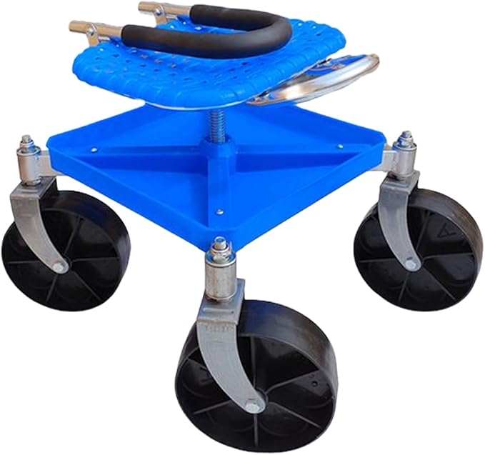 Garden Stool with Wheels Sitting Height Flexibility Galvanized Steel Pipes Rolling Garden Work Seat Swivel Gardening Stool Smooth Caster Wheels for Pruning Plant Transplanting Branch Trimming