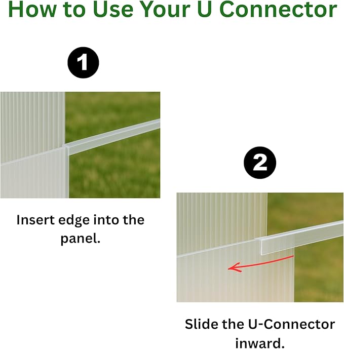 Polycarbonate Greenhouse Panels U Connector Profile - 20 Pieces 2ft Length Prevent Dust Rain &amp Moisture from Getting into Twin-Wall Greenhouse Panels Fit 10mm or 8mm Panels (U Connectors 10mm-