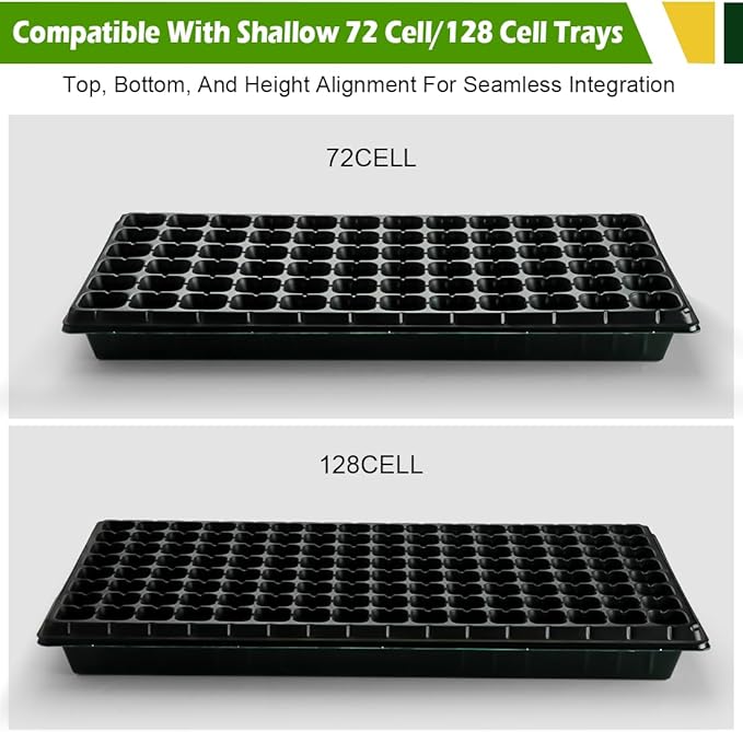 10 Pack Heavy Duty 1020 Trays No Holes - 1.6 Inch Deep Shallow Nursery Flats Reusable Seed Starter Trays for 72/128 Cell Inserts Microgreens Seedling and Hydroponics (Dark Green)