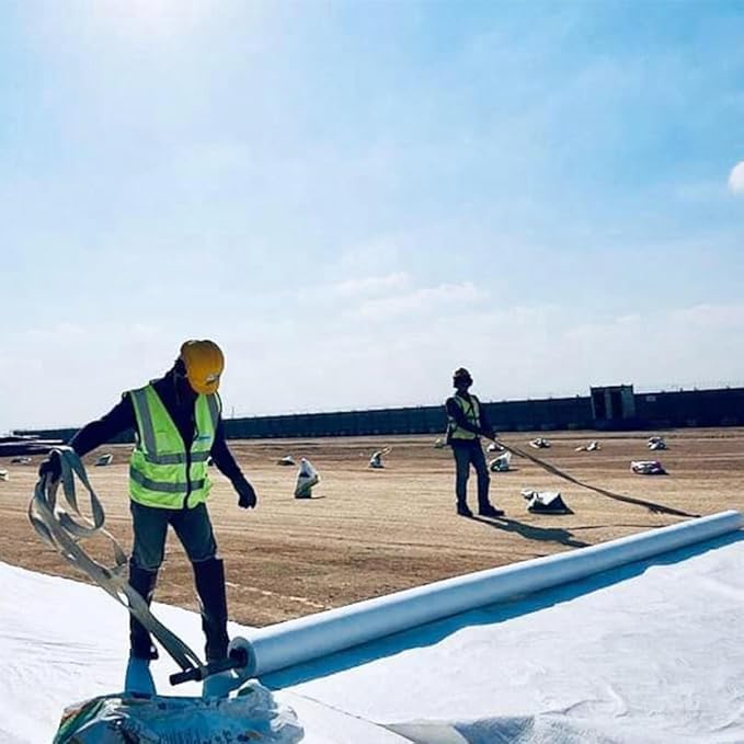 Non Woven Geotextile Fabric for French Drains - 5oz Landscape Weed Barrier Water Permeable Soil Stabilization for Retaining Walls and Driveways