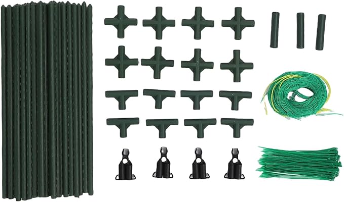 POCREATION Cucumber A Frame Garden Trellis Adjustable Climbing Plants Support with Nylon Net 40 Steel Pipes A Frame Connectors for Cucumbers Tomatoes Grapes