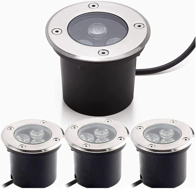 4Pcs Outdoor Courtyard Underground Lights - Recessed Led Spotlights Ip65 Waterproof Outdoor Recessed Led Spotlight Low Voltage In-Ground Led Landscape Lights Step Unde-Blanc-9WAC12V