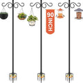 Double Shepherds Hooks for Outdoor3 Pack 90 Inch Bird Feeder Pole with 5 Prongs BaseHeavy Duty Shepherds HookSuitable for Garden in Hanging Flower BasketLanternBird Nests (3 Pack 90 inch)