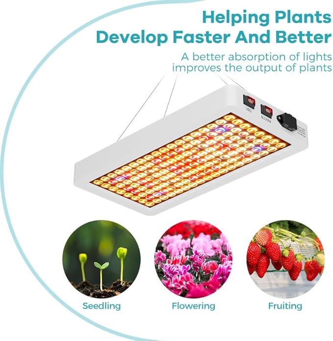 1000W LED Growing Lights Red-Blue-White Full Spectrum Plant Lamps Fill Lighting with Veg/Bloom Switch Modes Dimmable Sunlike Lamps for Greenhouse Hydroponics Indoor UV-IR Succulent Cultivation Lights