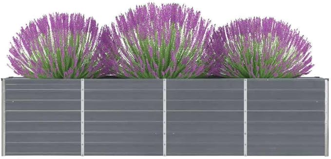 Galvanized Steel Garden Raised Bed Kit Outdoor Planter Raised Garden Boxes Metal Raised Garden Beds for Vegetables Herbs Flowers 126x15.7x30.3 Gray-1062