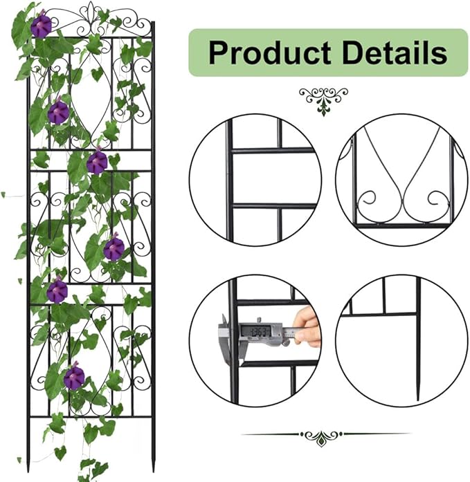 2 Pack Rustic Arch Garden Trellis Rustproof with Stakes Easy Installation for Ivy Climbing Plants