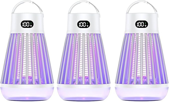 Zappify Zapper Pro 3 Pack Portable Bug Zapper Indoor &amp Outdoor Cordless Rechargeable Mosquito Zapper Hanging Hook 1500V High Voltage Trap for Fly Insect Mosquito &amp Bugs