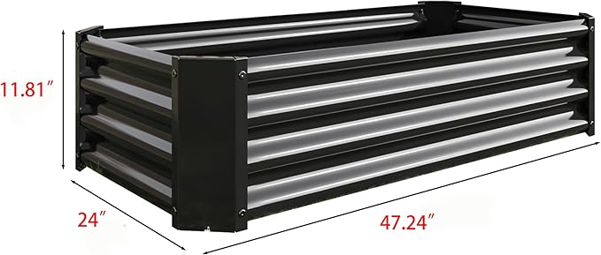 4x2x1ft Galvanized Raised Garden Bed Metal Raised Bed Garden Kit Vegetable Boxes-Rectangle Flower Box Outdoor Garden Large Planter Raised Beds for Planting Fruit Herb Black