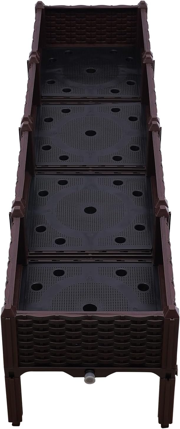 Set of 4 Raised Garden Beds with Legs - Elevated Planter Boxes with Drain Holes for Vegetables Fruits and Flowers - Perfect for Patio Deck Porch or Backyard - Outdoor Gardening Kits
