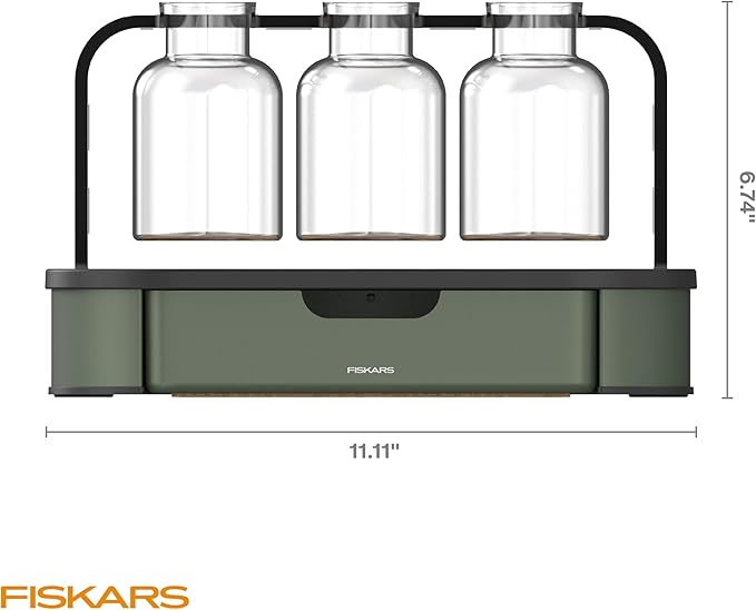 Fiskars Plant Propagation Station Glass Test Tube Vases with Metal Rack for Rooting Cuttings Hydroponic System for Indoor Gardening Decor Straight Sided Flutes for Easy Root Removal Clear
