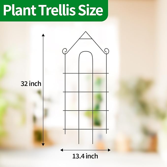 32 Plant Trellis 6 Pack Metal Garden Trellis for Potted Plants Indoor/Outdoor Rust-Proof Sturdy Steel Trellis for Climbing Plants Monstera Tomatoes Cucumbers