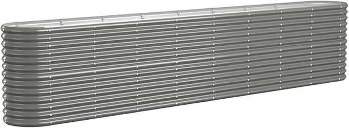 REWIS Garden Raised Bed Planter Raised Beds Raised Planter Box Planters for Outdoor Plants Garden Beds Powder-Coated Steel 130.7x15.7x26.8 Gray