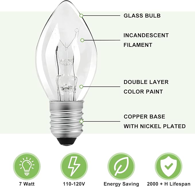 Flea Trap for Inside Your Home - Flea Trap Replacement Night Light Bulb 14 Pcs 7W Incandescent Warm Yellow for Chandeliers Christmas Light Strings Night Lights(Warm Yellow)