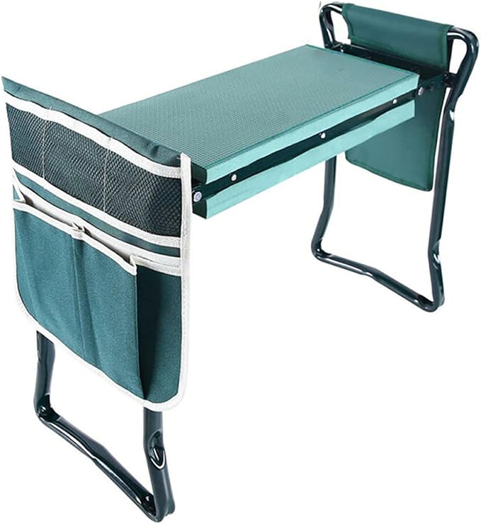 Garden Kneeler and Seat Foldable Gardening Stool Garden Bench Heavy Duty with Soft Kneeling Pad 2 Tool Pouches for Protecting Your Knees and Hands