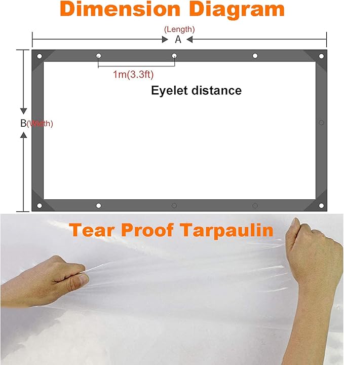 Tarps Heavy Duty Waterproof 13x23ft Tarpaulin with Grommets Clear Poly Tarp Multi-Purpose Resistant Rip and Tear Proof 5mil Tarpaulin and Reinforced Edges Transparent