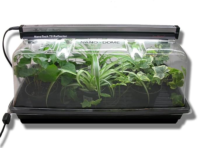 SunBlaster Nano Dome Combo Kit - Greenhouse - Clear Dome with Metal Frame - Roll Up Closure - Includes NanoTech Light Fixture