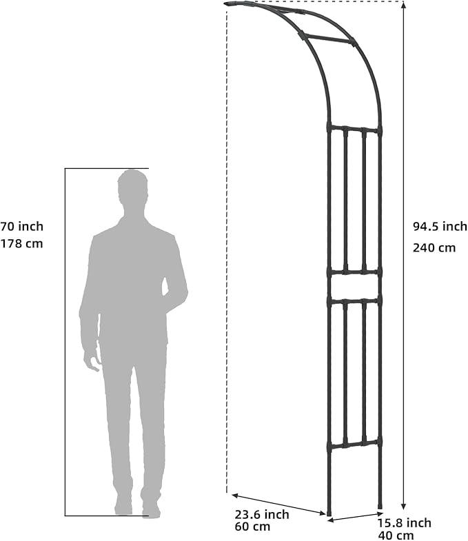 Half Sided Arch Against The Wall Garden Trellis - Garden Arch Arbor Trellis for Climbing Plants Outdoor - Garden Arch for Home Yard and Garden