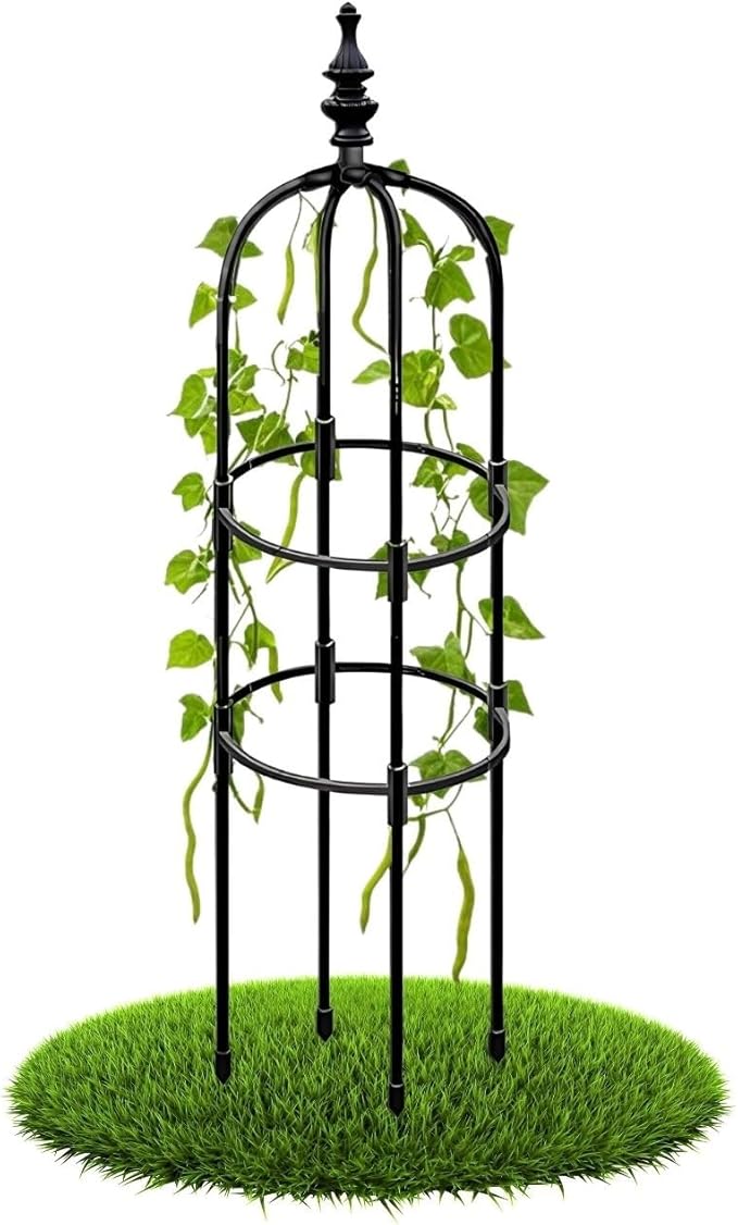 2 3 4 5 6ft Tall Garden Trellis for Climbing Plants Metal Obelisk Tower Support Outdoor Indoor for Sweet Pea Frame Rose Trellis Potted Plants Clematis Vegetables Pea Tomato Fruits(Black28 x 90cm/0.9