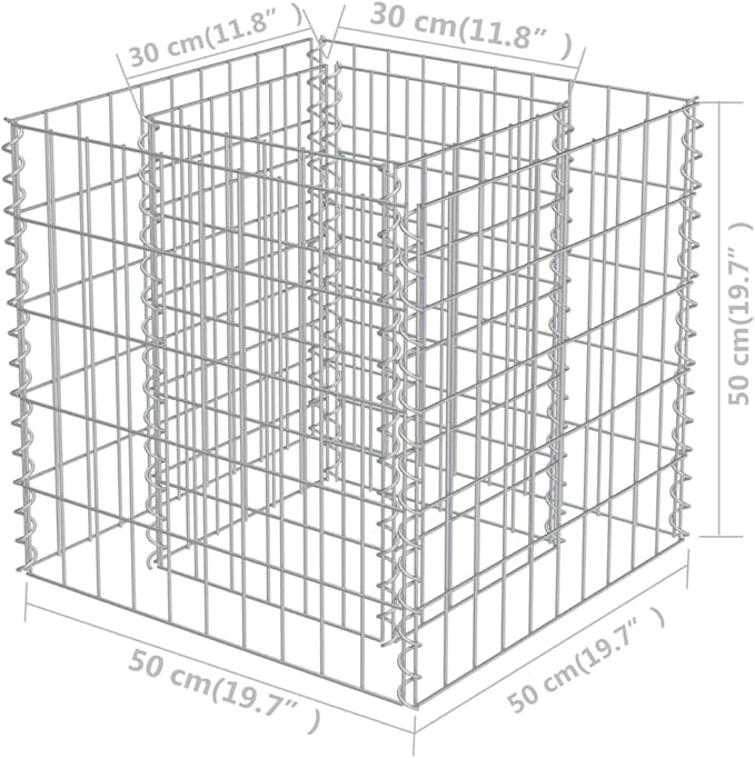 Galvanized Steel Gabion Planter for Outdoor Gardening - Metal Flower Beds Large Planting Box Heavy Duty Vegetable Growing Pots