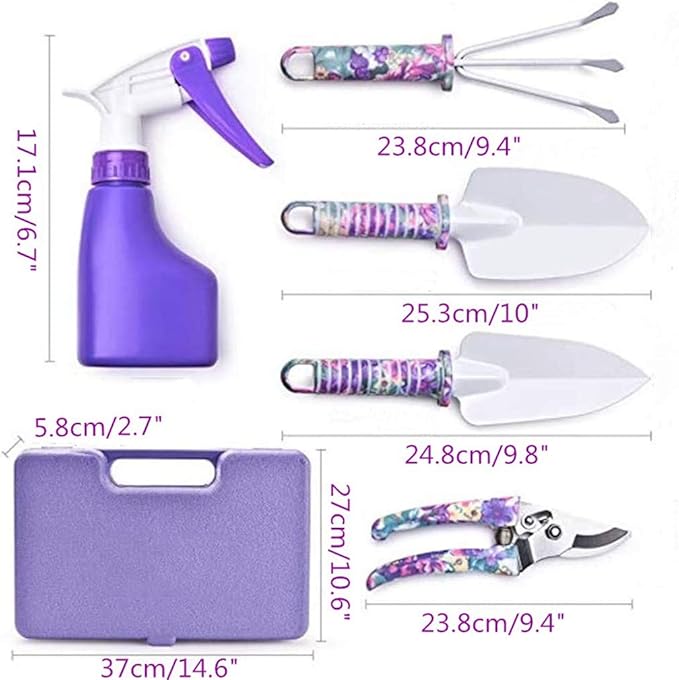 5PCS Gardening Tool Set Plant Care Mechanics Kit Pruning Tools with Carrying Case